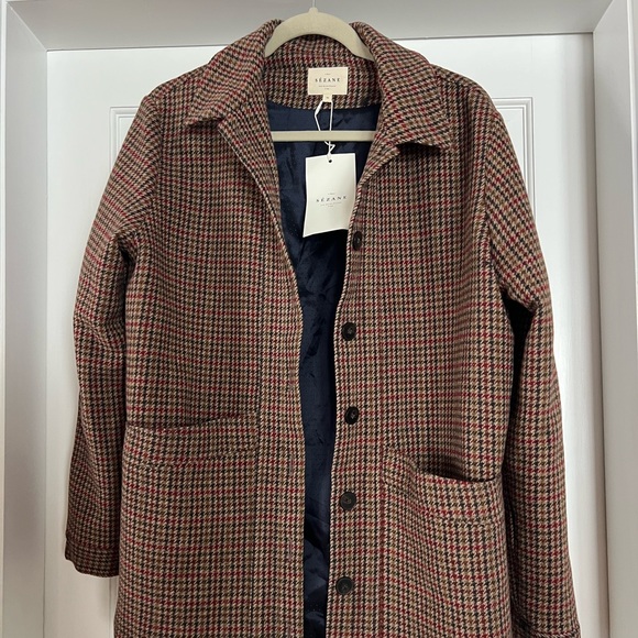 Sézane Wool Houndstooth Print Utility Jacket w/ Tags size M - Picture 5 of 6